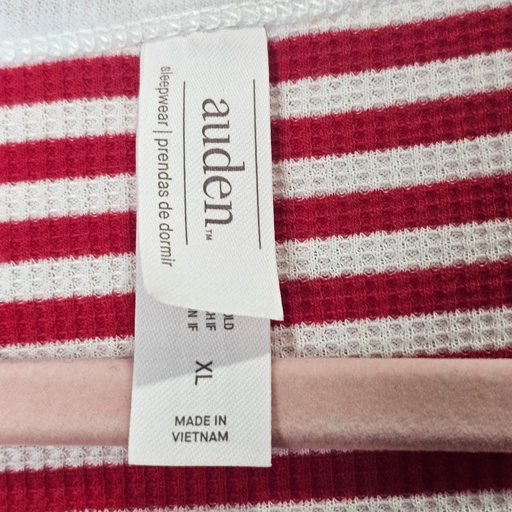 Auden‎ Sleepwear Womens Size XL Christmas Pajama Set Red White Striped Top Pants - Picture 3 of 8